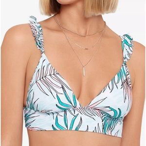 Calm Palm Printed Ruffled Bikini Top